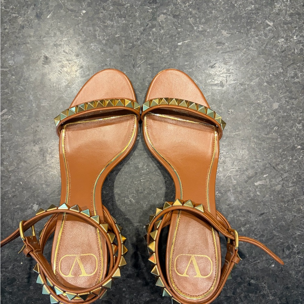 Valentino Tan Studded Women's Sandals